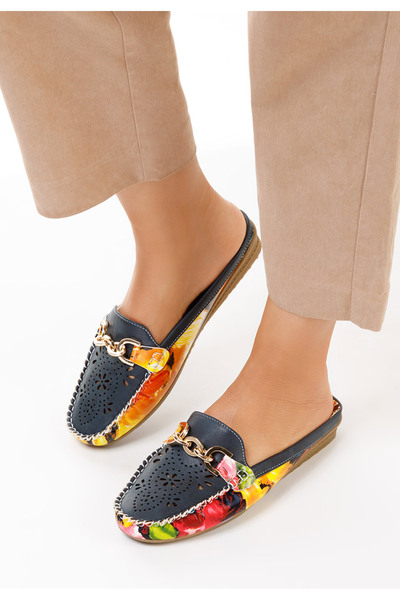 B T Shoes Modré dámské dřeváky Localita