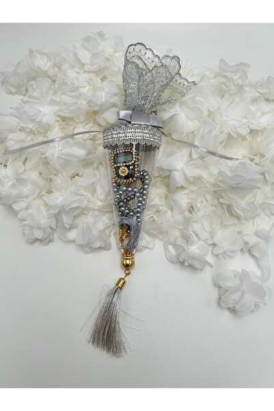 lenagiftworkshop 10 bucăți de conuri de dantelă cadou gri, set de zikrmatice cu mărgele de rugăciune și piatră (Mevlid - Hajj - Umrah)