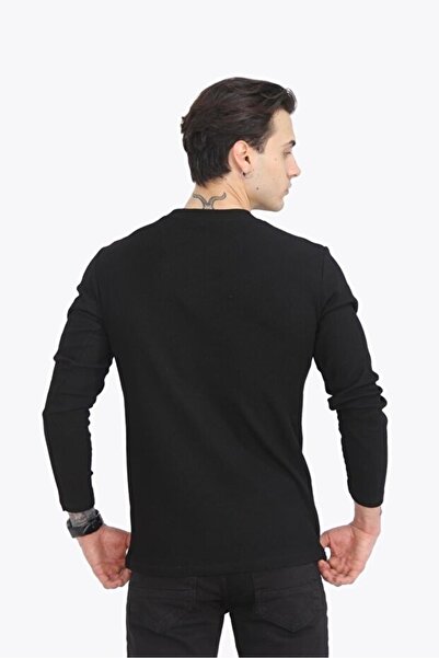 trender Ανδρικό φούτερ O Neck Waffle 5073-2 Μαύρο