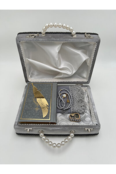 lenagiftworkshop 6 Parça GRİ Sandıklı Bohçalık Çeyizlik Seccade Takımı Gelin ...