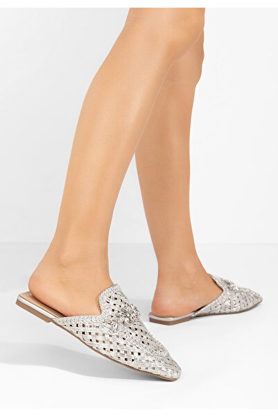 B T Shoes Stribrné dámské dřeváky Kristina