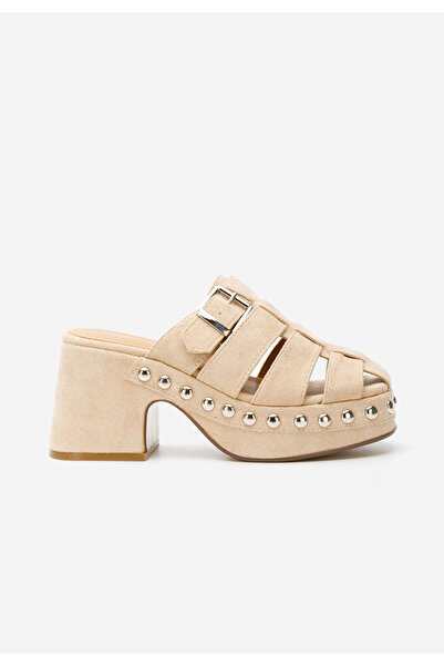 B T Shoes Mule με τακούνι Rosamaria μπεζ