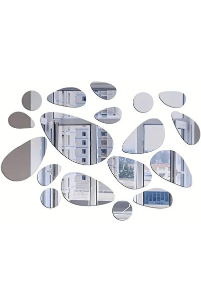Slasa 20 Pieces of 3D Acrylic Reflective Wall Stickers Pebble-Shaped by