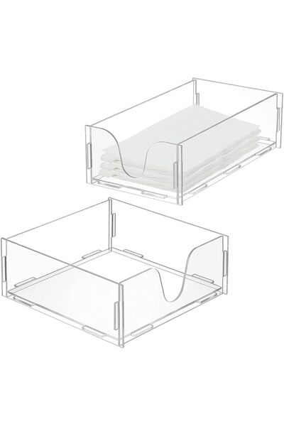 Slasa Set of 2 Transparent Acrylic Tissue Holders by - 19x19cm Square Tissue Box and 24x13cm Rectang
