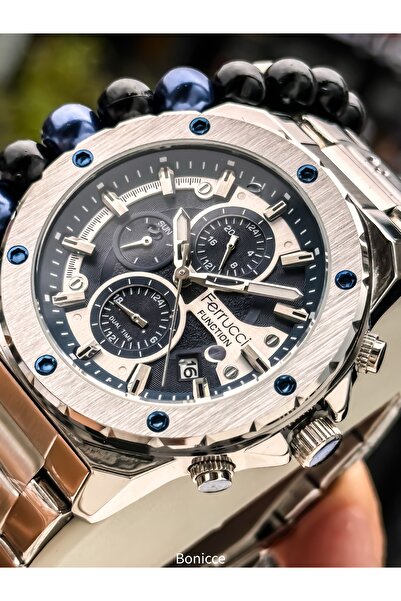 Ferrucci Men's Wristwatch, with Calendar, Functions Active, Navy Blue Silver ...