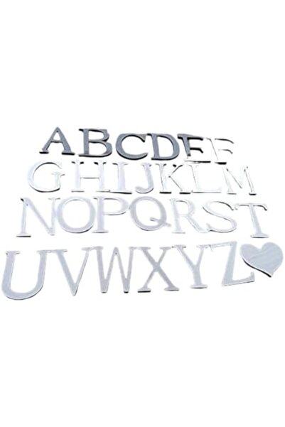 Slasa 3D Acrylic Wall Stickers - Alphabet Design | Silver | Size S | Modern Home Decor for Walls, Mirrors,