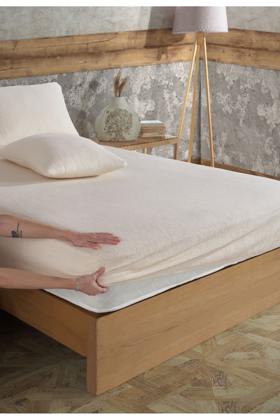 destinyhometex 100% Cotton 2-Layer Muslin Fitted Sheet and 2 Pillowcases / Single - Double - King Size