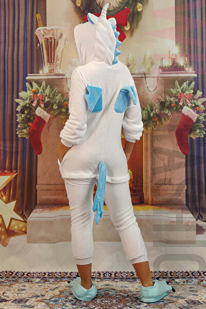 WildFashion Kigurumi onesie, white and blue unicorn pattern PJM56-22