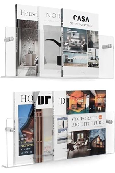 Slasa Clear Acrylic Wall Mounted Magazine Holder, 43 × 15.7 × 2 Inch
