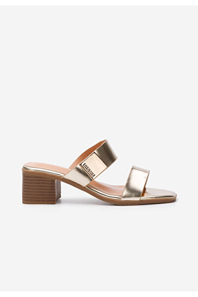 B T Shoes Mules με χοντρο τακουνι Hershel χρυσο