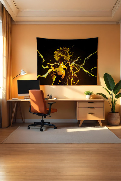 Charmbi Demon Slayer Neon Yatay Duvar Örtüsü – Anime Temalı Kaliteli Kumaş Oda Dekoru Tapestry Duvar Halısı