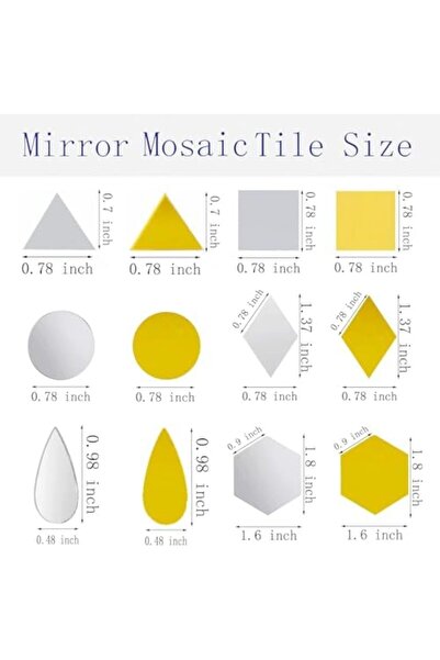 Slasa Golden Reflective Acrylic Mosaic Tile by - 5 Mixed Shapes - Square, Round, Triangle, Diamond,
