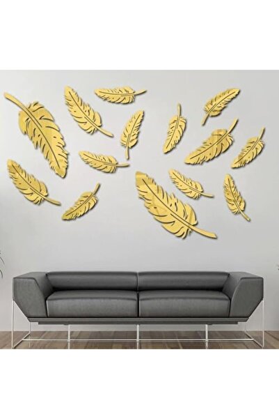 Slasa Gold Acrylic Reflective Wall Stickers - Set of 14 Pieces, DIY Home Decor