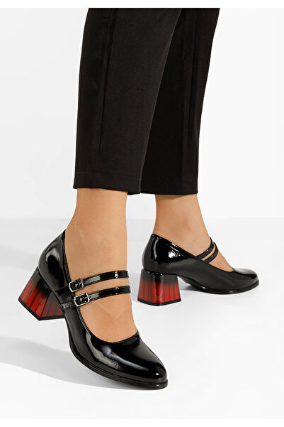 B T Shoes Pantofi cu toc gros Quinta V2 negri