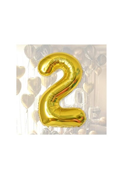 OEM Μπαλόνι για πάρτι, μεταλλικό φύλλο αλουμινίου, χρυσό, 40 cm, αριθμός 2