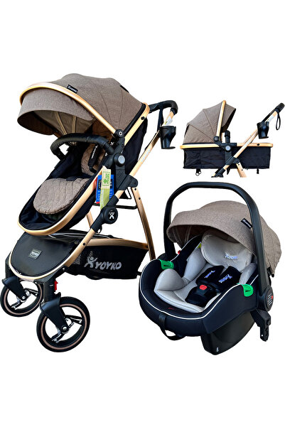 YOYKO City Travel Sistem Bebek Arabası 3 in 1 Coffee Rose