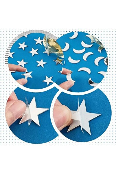 Slasa 200-piece Acrylic Mirror Stickers - Stars and Moon by