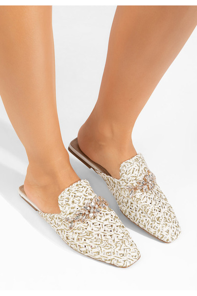 B T Shoes Bílé dámské dřeváky Kristina