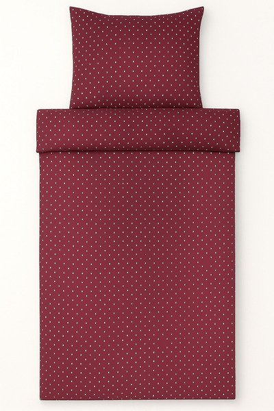 İQON Copy - Single Duvet Cover Set Polka Dot Burgundy