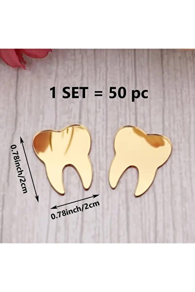 Slasa 50 Gold Tooth Mirror Stickers from - Acrylic Wall Decor for Clinic, Office, Scrapbook, Crafts,