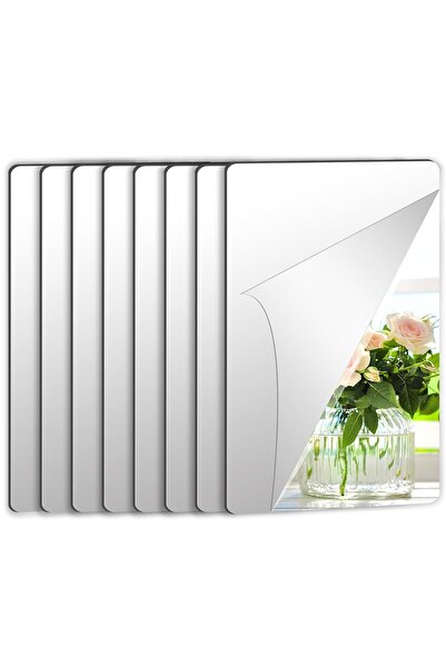 Slasa Self-Adhesive Acrylic Mirror Tile, 2mm Thick, Flexible and Shatterproof, 4x6 - Pack of 8