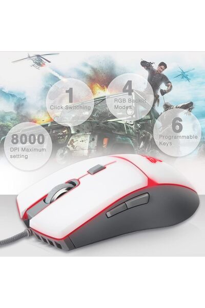Fantech VX7 Crypto Gaming Mouse - White 7200 DPI RAINBOW LIGHTING