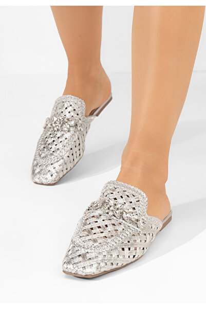 B T Shoes Stribrné dámské dřeváky Kristina