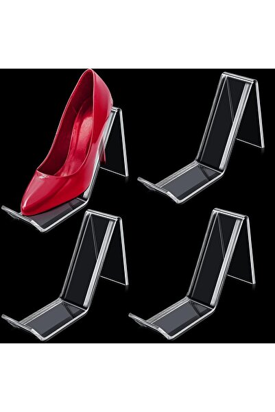 Slasa 4 قطع من حوامل عرض الأحذية المصنوعة من الأكريليك الشفاف، مقاس 15×11×5 سم، للأحذية الرياضية والكعب والصنادل