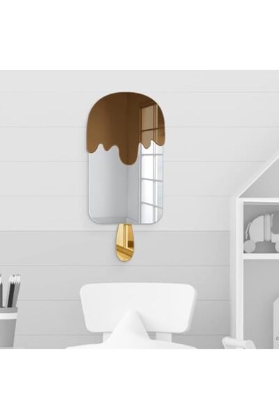 Slasa Ice Cream Wall Mirror by - 24 inches Long x 12 inches Wide - 3D Acrylic Dessert Decor for Bedr