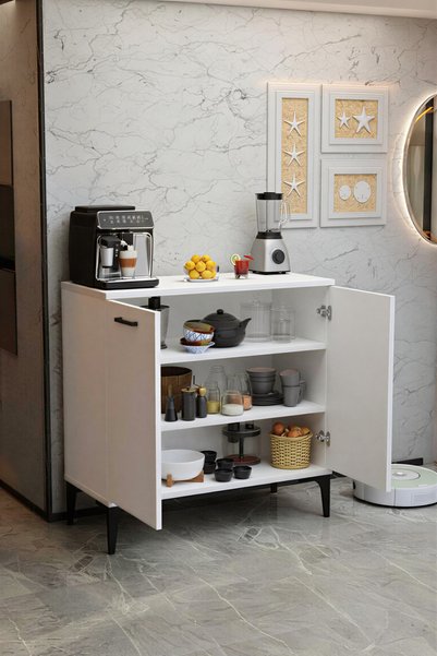 Moonlife Mobilya Viola 2 Kapaklı Mutfak,Kiler Dolabı,Kahve Köşesi Çok Amaçlı Dolap