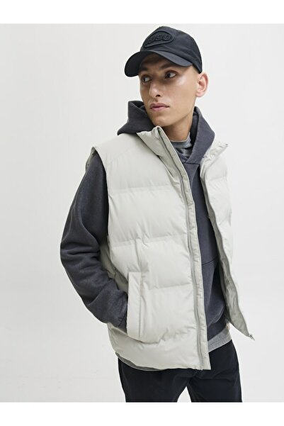 Jack & Jones Men's Gray Jjesoho Bodywarmer Collar Sn Vest 12278751-Dove