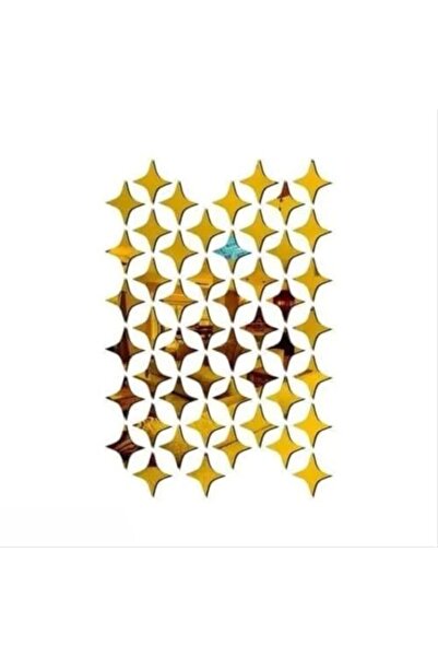 Slasa 3D Acrylic Wall Sticker Mirror Design - 50 Gold Stars