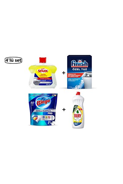 ASPEROX AsperoxMakine Temizleyici+Finish Tuz+Fairy Sıvı Bulaşık Deterjan+Akıl...