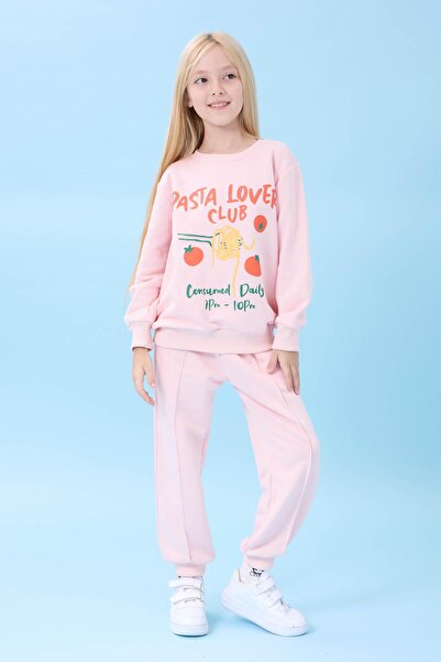 Perendi Girl's Cake Printed Seasonal Top and Bottom Set Powder