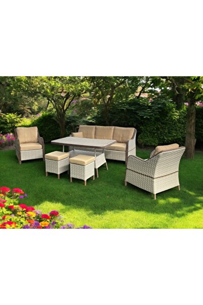 Tu Tienda KAPUTAŞ 3 1 1 MASA 2 PUF BAHÇE BALKON TAKIMI