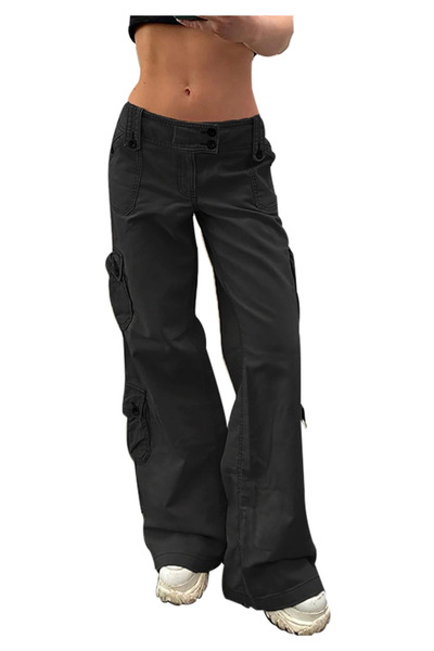 OEM Women's wide-leg black jeans, pockets, black L