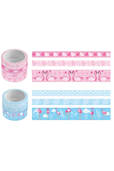 Next Plus Set de 3 benzi și bandă Washi 2x15mmx3m / 1x30mmx3m roz și albastru...