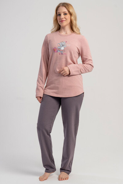 VİENETTA Βαμβακερό γυναικείο κοστούμι πιτζάμα με μακριά μανίκια, 504002