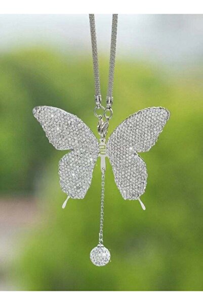 Bukela Car Hanging Ornament, Butterfly Diamond, for Women, White