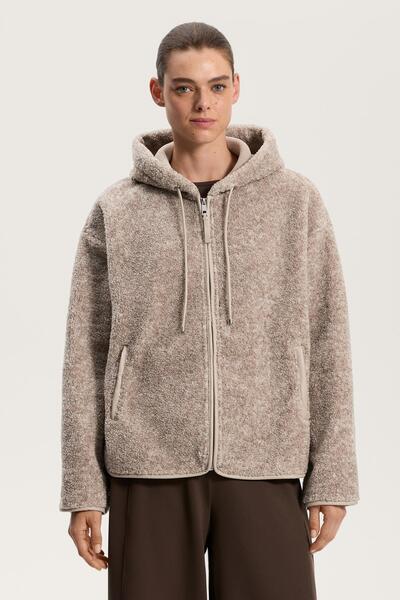 Oysho Faux-shearling hooded jacket
