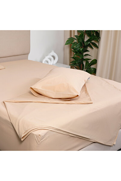 Bed N Home SA Beige fitted bed sheet set, 100% Egyptian cotton, 250 thread count, 2 pillowcases, 200*200 cm