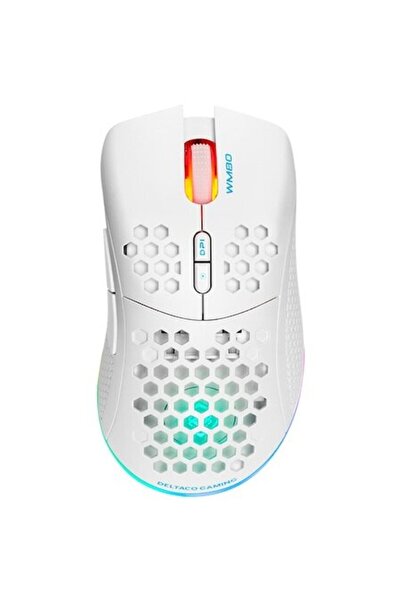 Deltaco Gaming Mouse de gaming wireless DM220, ultra-ușor 90g, RGB, 6400 DPI, alb