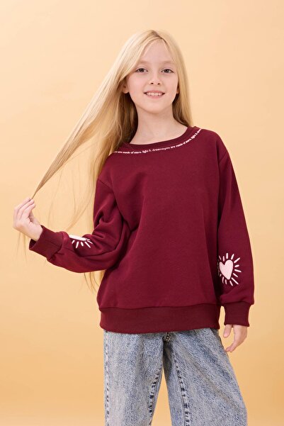 Perendi Детска блуза с принт за момичета, подходяща за велосипед, бордо