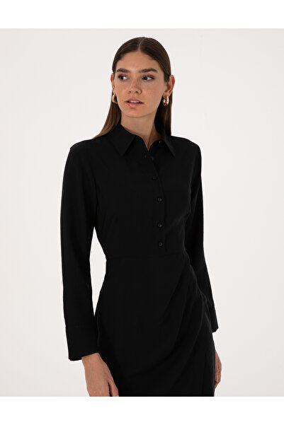 Pierre Cardin Siyah Regular Fit Dokuma Elbise 50318220-VR046