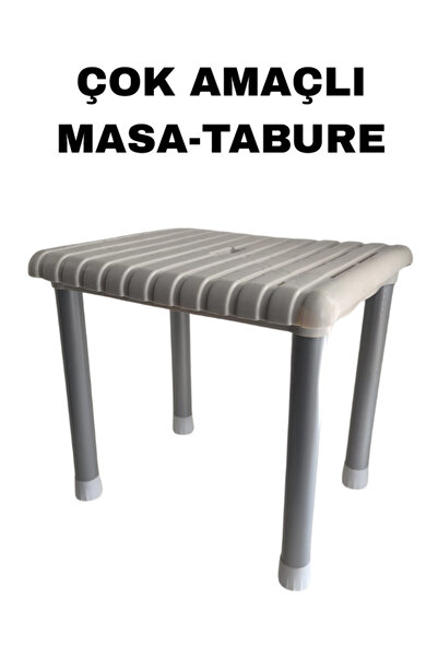 KSO YAPI MARKET Sert Plastik Krom Ayak Çok Amaçlı Tabure&Masa (1 ADET)