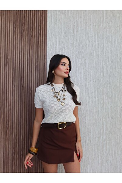 ESRAHELVACI Pulover din dantelă cu mâneci scurte