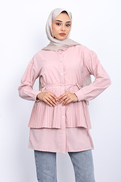İmajButik Pink Side Tie Poplin Tunic