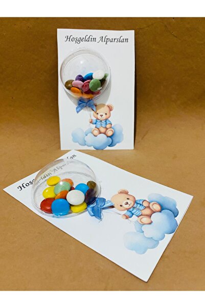 Decoloji Düğün, Mevlüt, Sünnet, Bonibon Şekerli Erkek Çocuk Doğum Günü Kartlık, 10 Adet