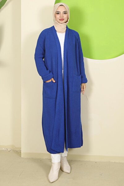 hafsamina Shawl Collar Pocketed Knitwear Cardigan Saks Hm2243