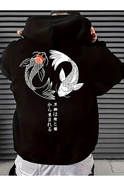 trendypassion Hanorac oversize unisex cu imprimeu Ying & Yang